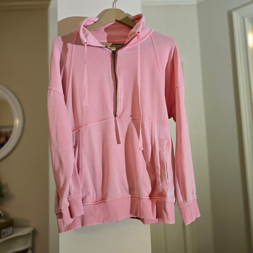 Tangerine Womens Coral Pink Quarter Zip Pullover Sweatshirt Fleece LF12215G129/2